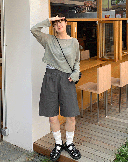 [3일간 new 5% sale] 알키 썸머 린넨 크롭 긴팔 티 (4color)