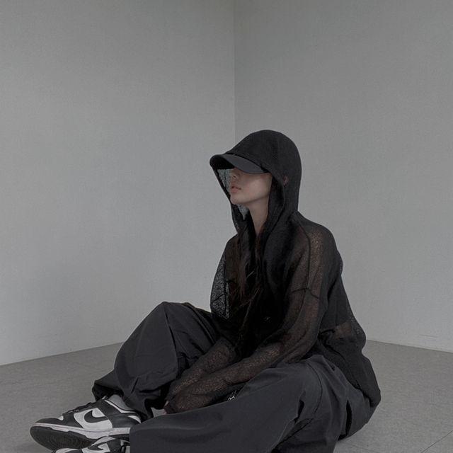 시스루 루즈핏 후드