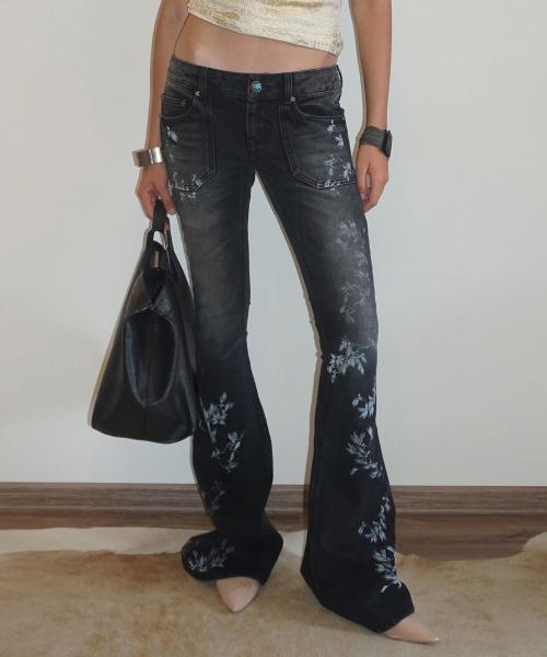 Flocking Bootcut Denim Washed Gray