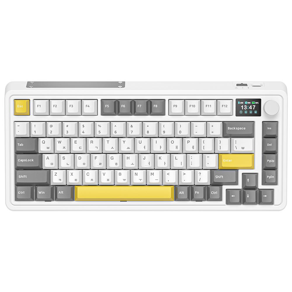 FL ESPORTS CMK75 유무선 LCD 핫스왑 풀윤활 기계식 화이트 그레이 한글 (핑크축)