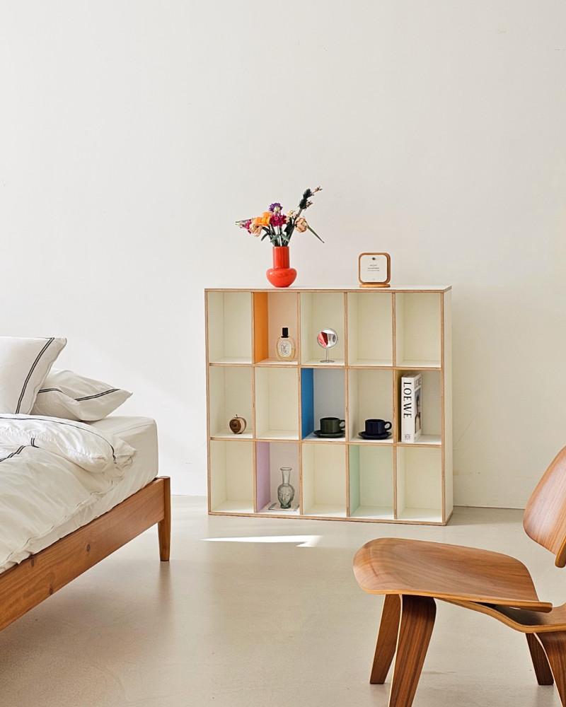 유니테북쉘프 인테리어책장 디자인책장 3단책장 서재책장 우드책장 우드인테리어