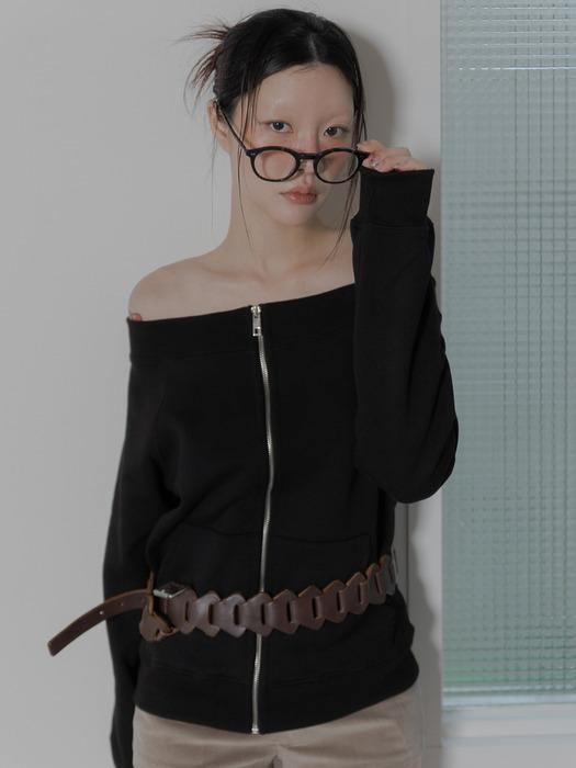 off shoulder zip up_black_24ss