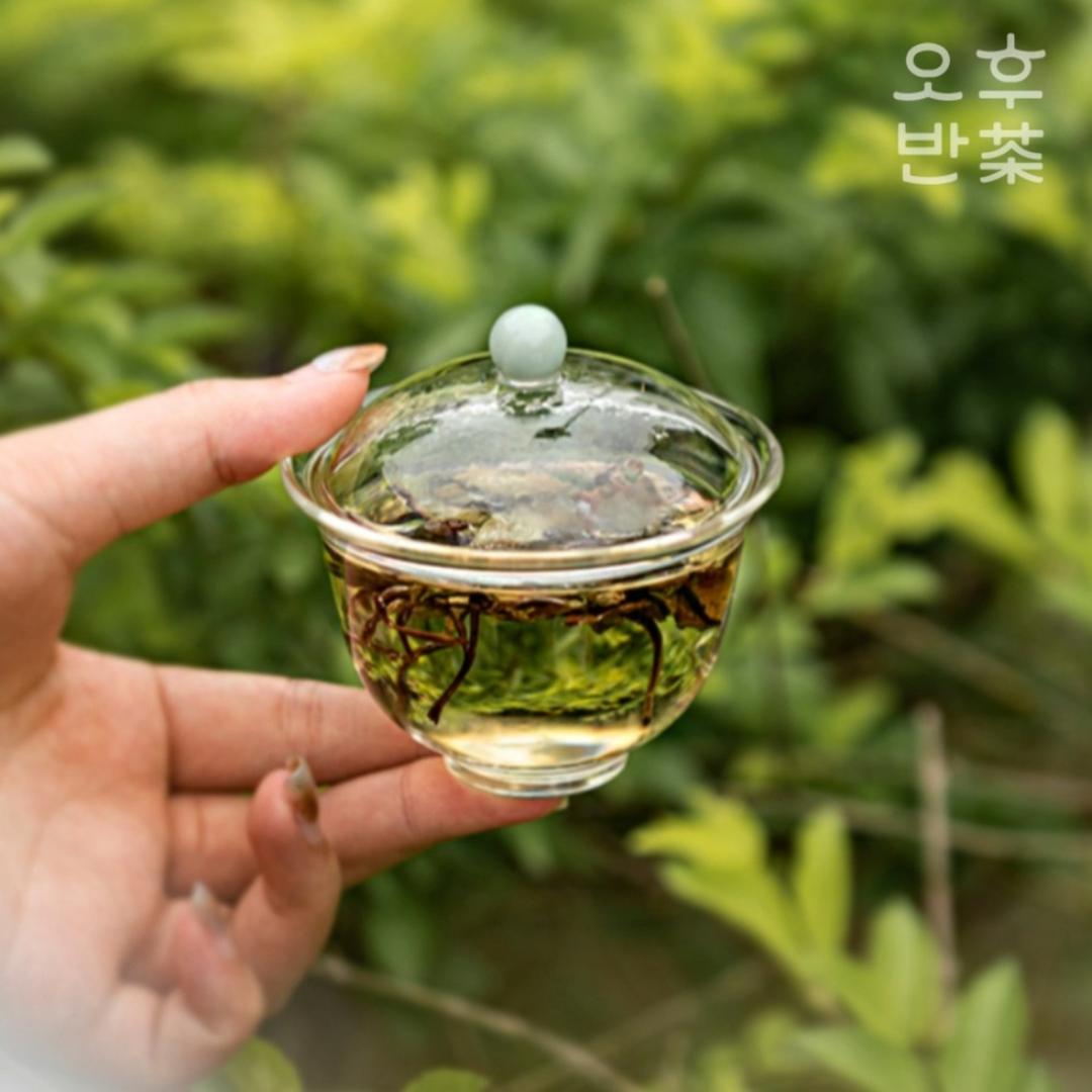 비취 손잡이 개완 내열유리 찻잔 차호 티팟 120ml