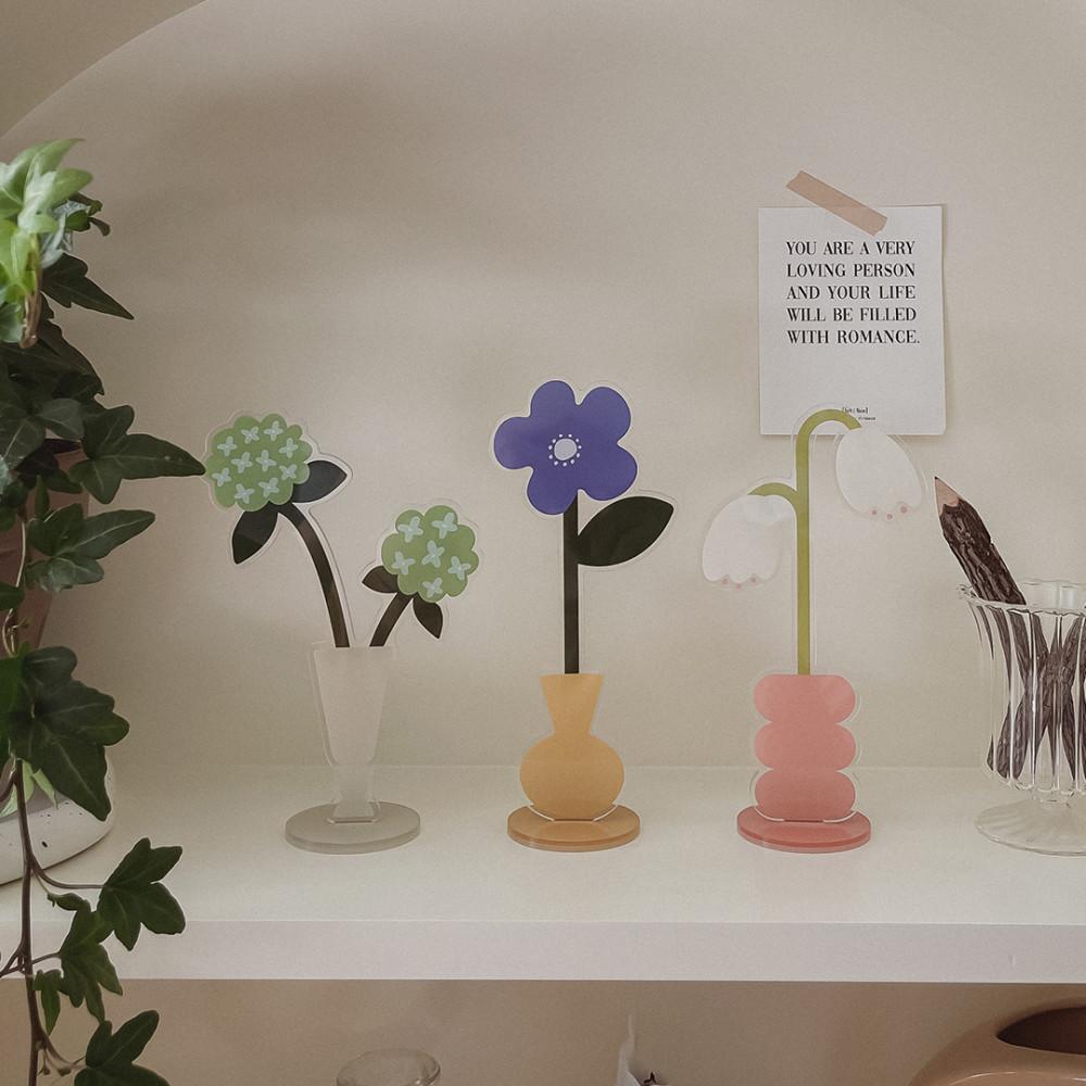 오룸 미니가든 아크릴 메모 꽂이 클립 홀더 인테리어 오브제 튤립