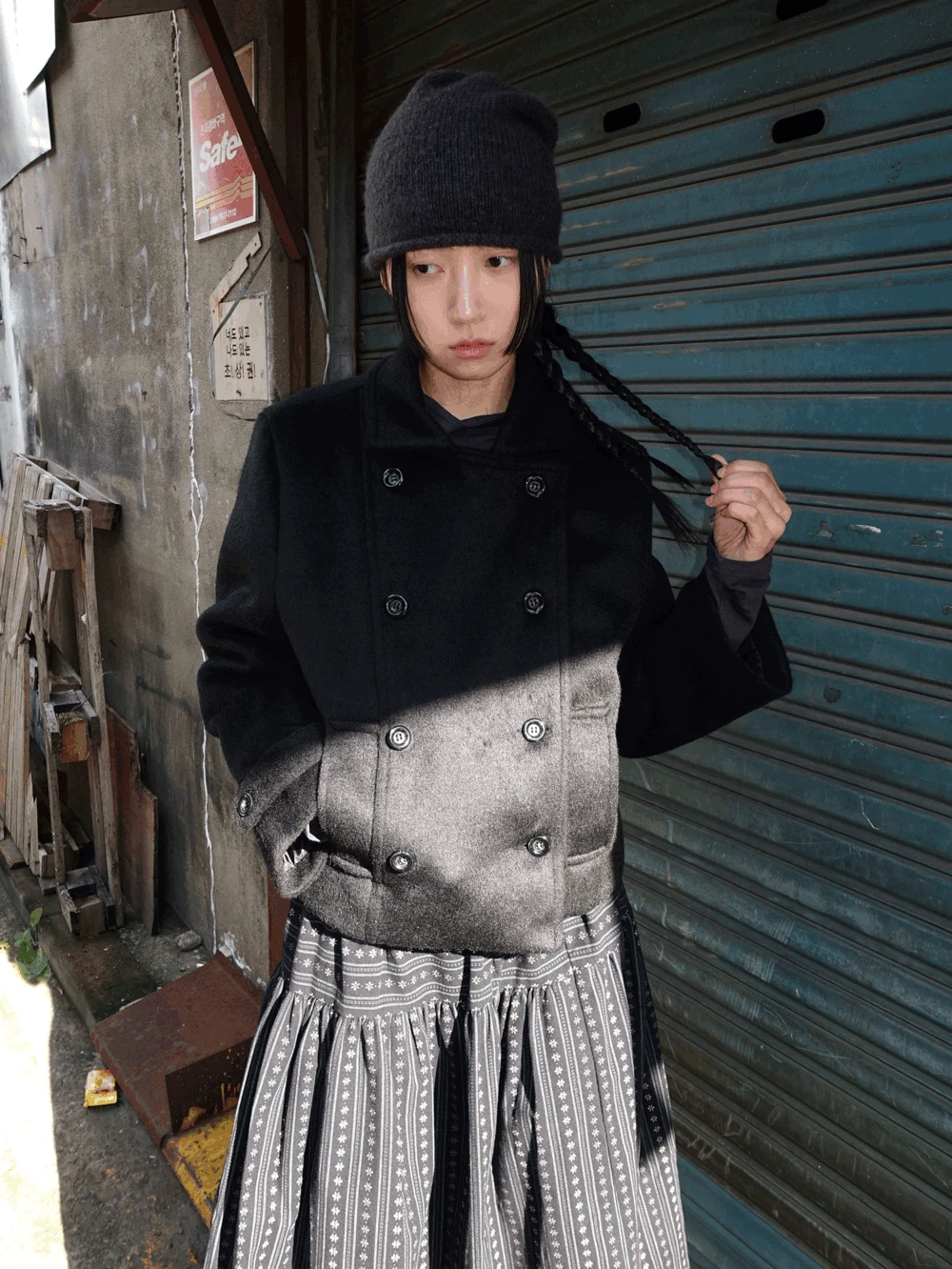 토미 울 더블 숏 코트