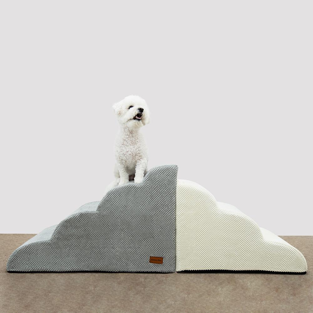 올미오펫 구름패브릭 강아지 계단 스텝 논슬립 반려견 애견 슬라이드 곡선 4단