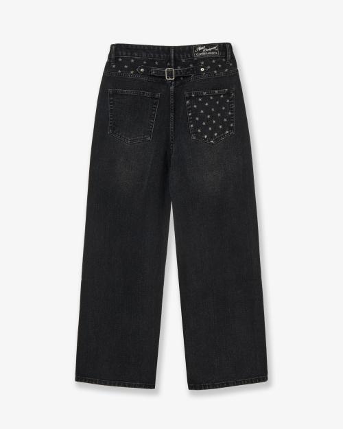 STAR POCKET DENIM PANTS [BLACK]
