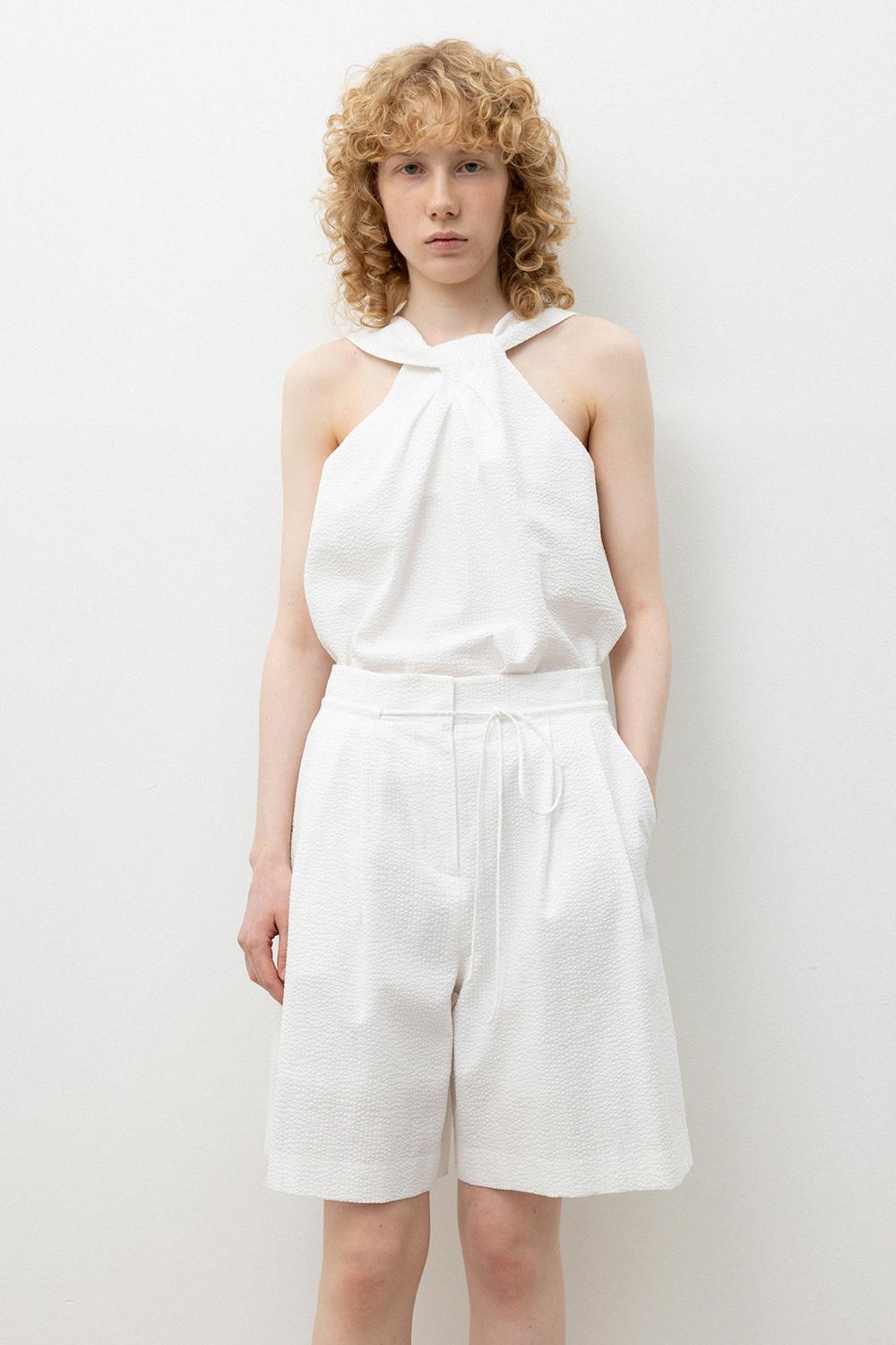 Seersucker Twist Top_White