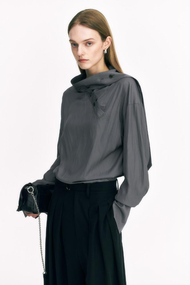 Ritz Tie Blouse khakish gray
