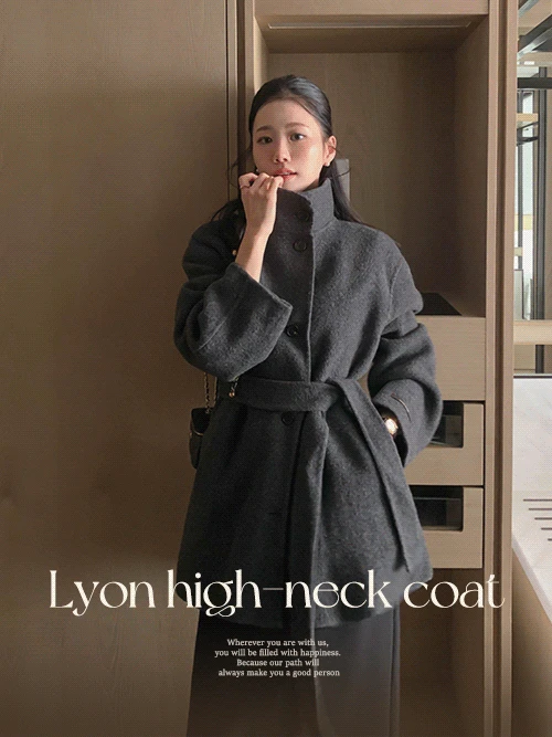 [울100%]리옹 울 하이넥 핸드메이드 하프 코트(겨울아우터/데일리룩)