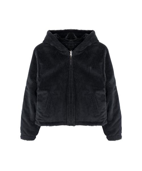 Reversible fleece crop hood zip-up - BLACK+BLACK