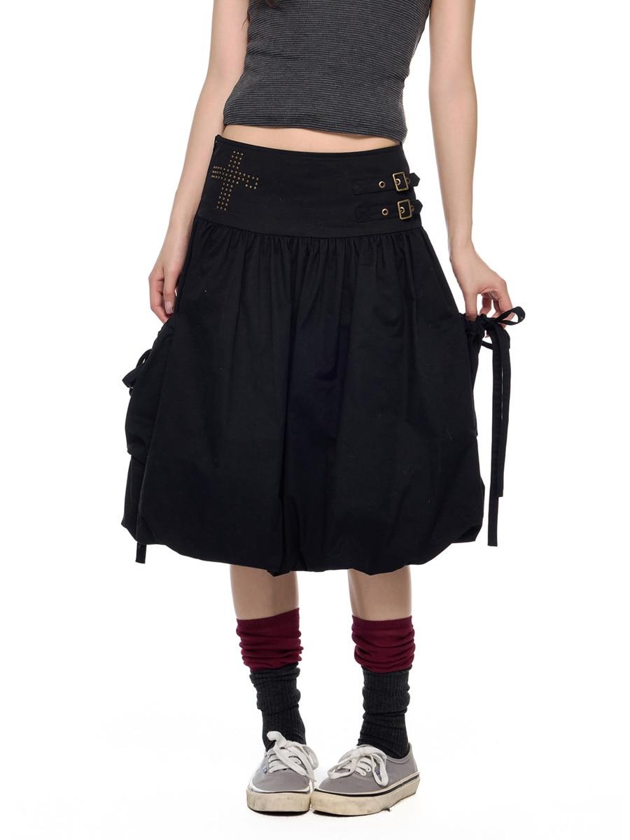 EZEK Stud Cross Tie-up Tulip Skirt (2color)
