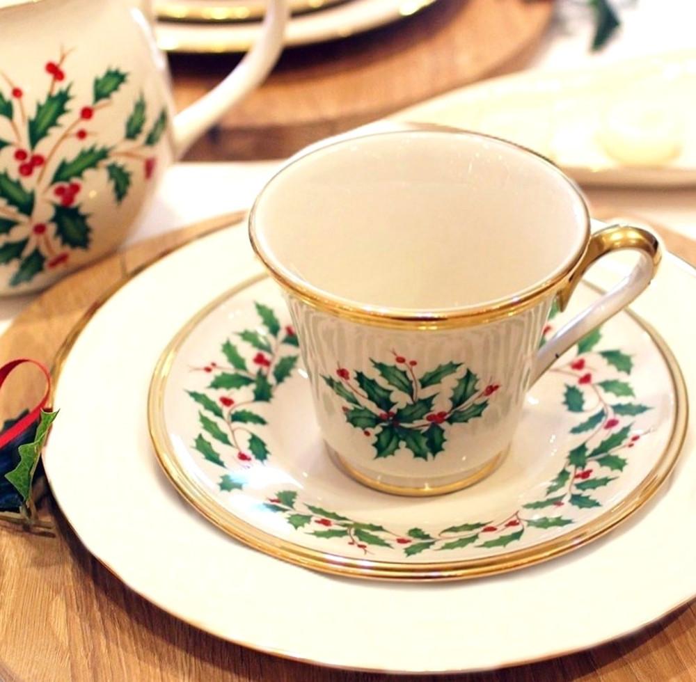 (레어) 미국 레녹스 홀리데이 24k골드 찻잔 듀오 빈티지찻잔 크리스마스 커피잔세트