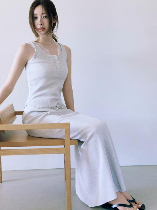 Waffle-knit jersey sleeveless (melange gray)