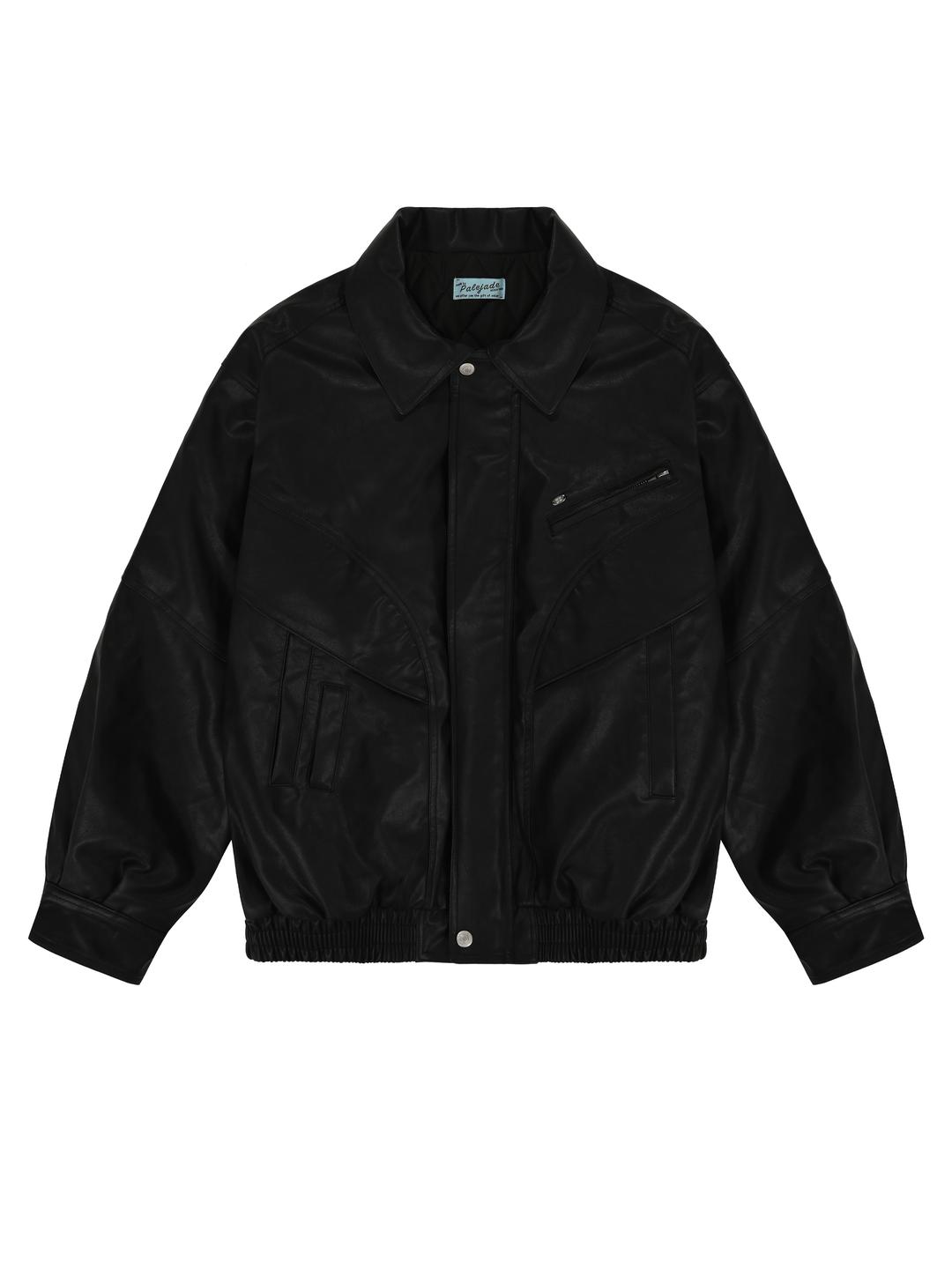 Leather Padded Bomber Jumper 2025 - Solid Black