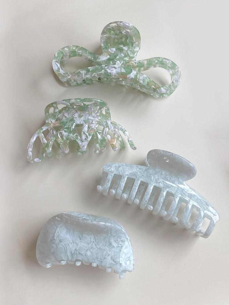 블루썸 셀룰로오스 마블 자개 집게헤어핀 머리핀 (2 color, 4type)
