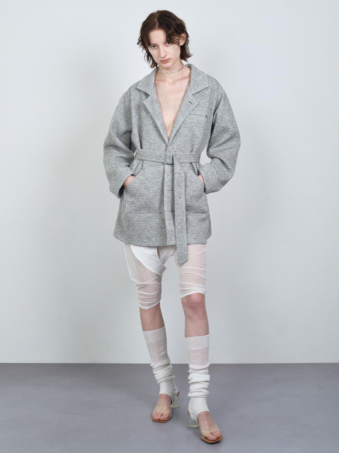 SINGLE TWEED HALF JACKET (UNISEX) GRAY