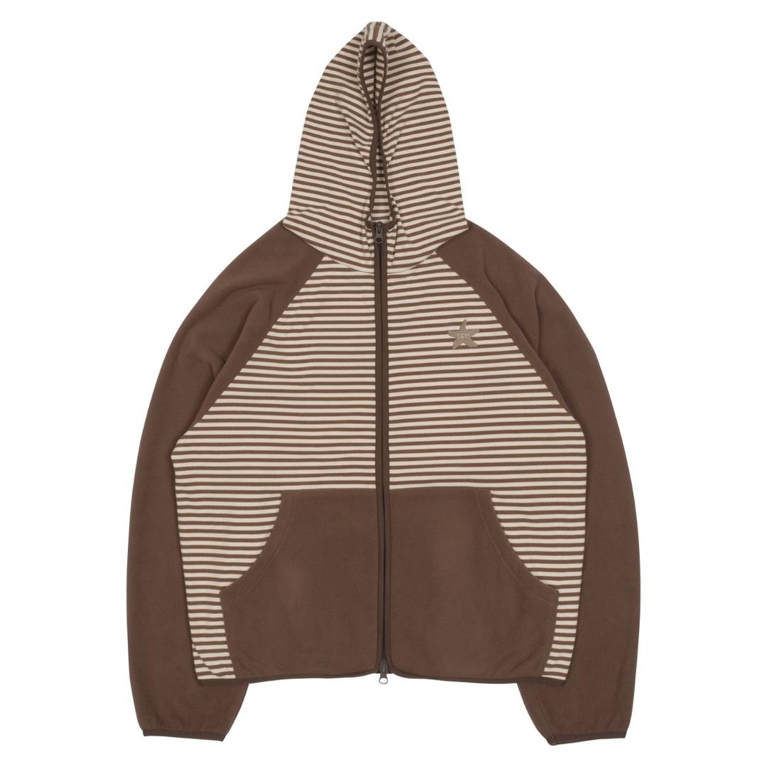 TCM stripe raglan fleece jacket (brown)