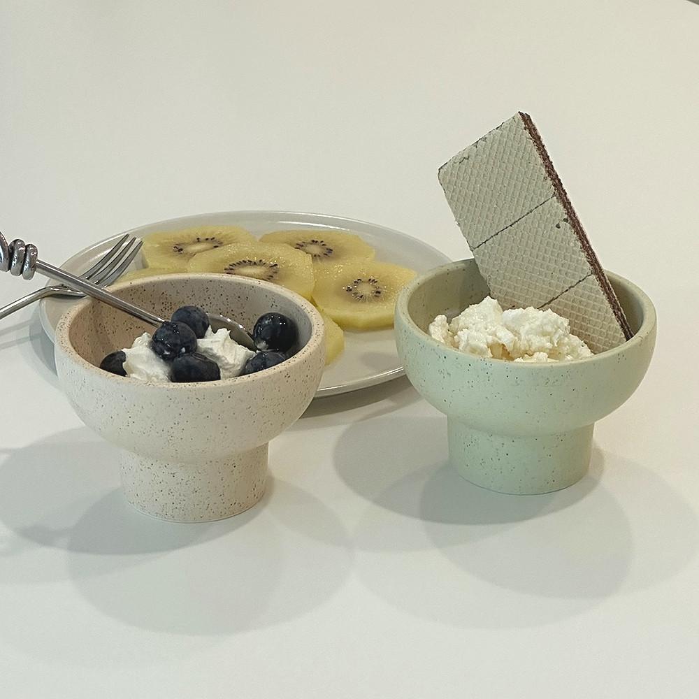 샌드 컬러 도자기 요거트 디저트 볼 2color