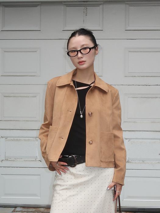 BREDE Faux Suede Single Jacket(브레데)_BROWN
