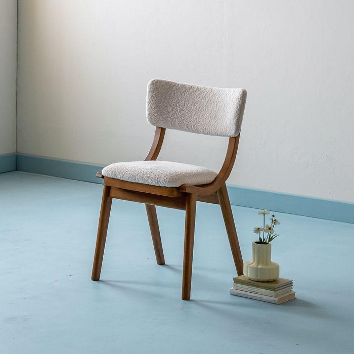 [장미맨숀] 루시 원목 부클 패브릭 카페 식탁 의자 01