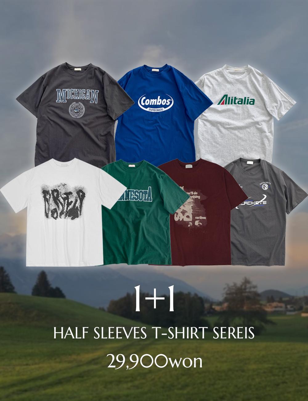 [1+1 할인] 7종 남녀공용 프린팅 반팔티 모음