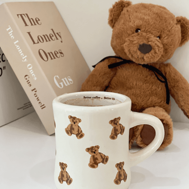 [1+1할인] 홈카페 곰돌이 머그컵 테디베어 감성 커플 머그잔 유리컵 홈카페 용품 미니카페 카페용품 인스타감성 예쁜 컵 커플 선물