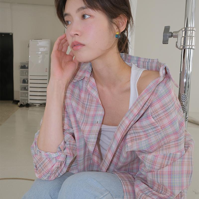 프롬비기닝 [MADE]스트라이프 & 체크 패턴 셔츠 (2color) (셔츠 여름셔츠 체크셔츠 살안타템 출근룩 스트라이프셔츠 여름 오버핏셔츠 스트라이프 휴양지룩)