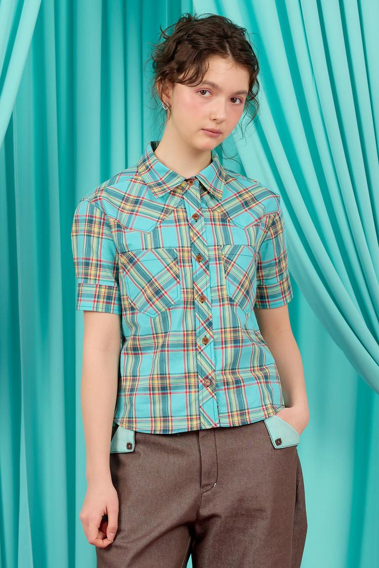[Exclusive] WESTERN CHECK SHORT SLEEVE SHIRT / mint : HERETIC 헤레틱