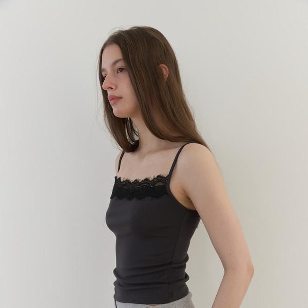 PALE LACE SLEEVELESS (CHARCOAL)