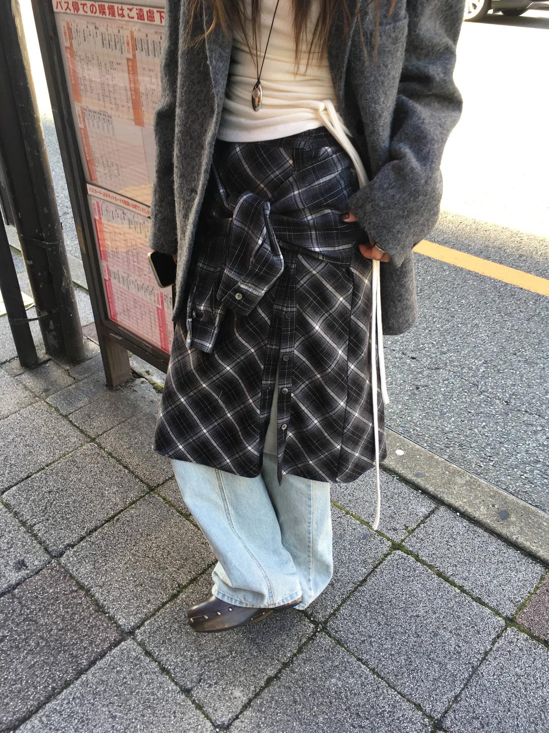 check sleeve skirt (2color)🔖nof pick