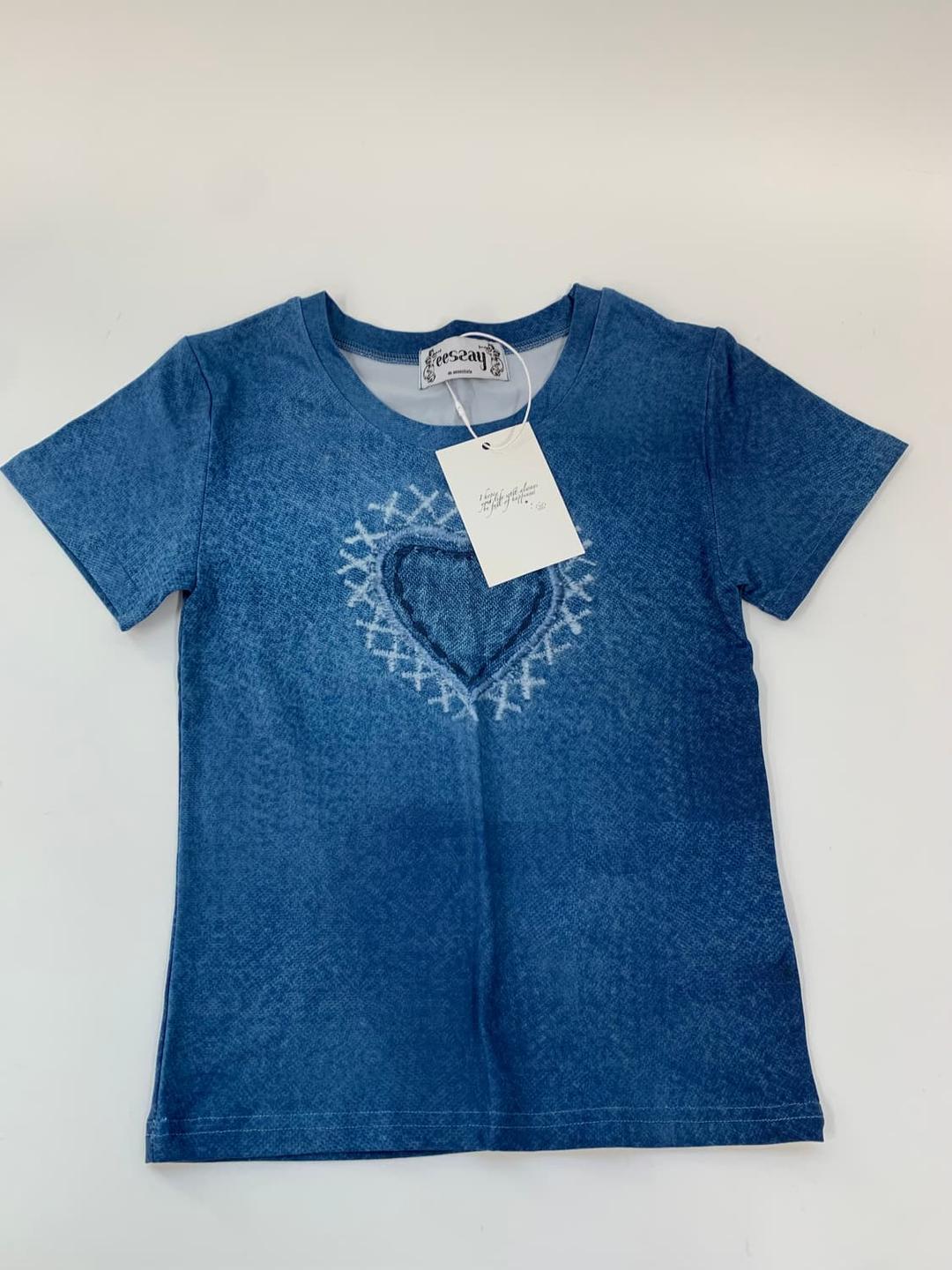 EESSAY BLUE HEART T-SHIRT | 후루츠패밀리