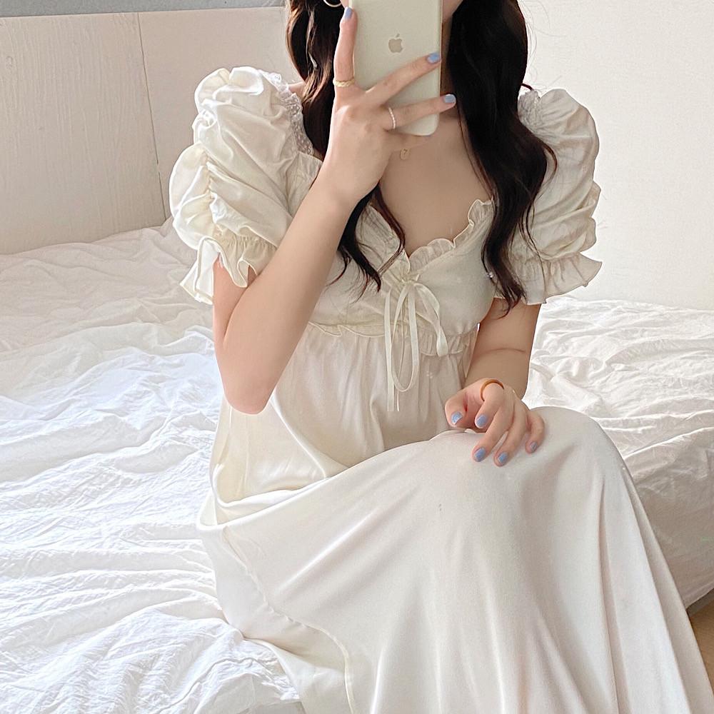 실키 공주 원피스잠옷 러블리 신혼 파자마 홈웨어 실내복