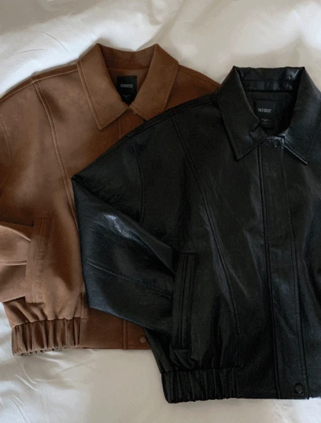 프리미엄 미르 레더 블루종 자켓