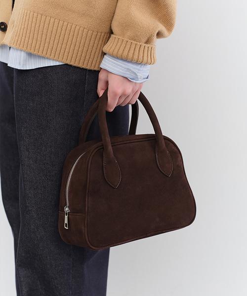 SUEDE BOSTON TOTE BAG_UDBA5F202_DEEP BROWN