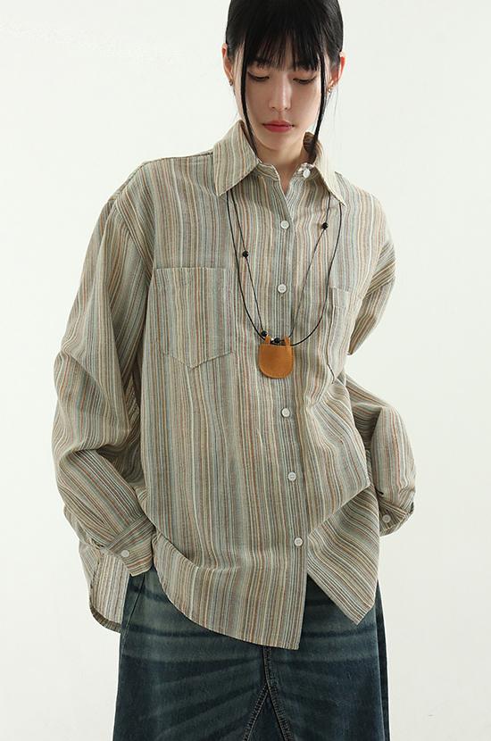 natural stripe cotton shirt