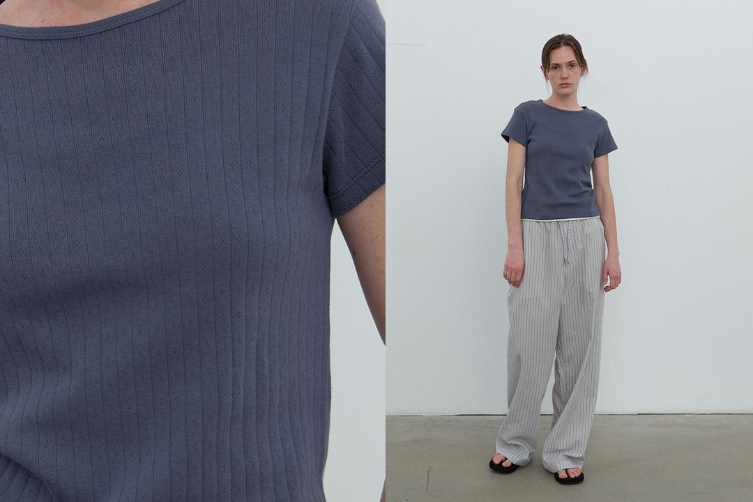 Punching cap sleeve t-shirt (blue)