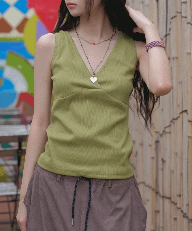 몰리 랩 레이스 골지 나시 4color