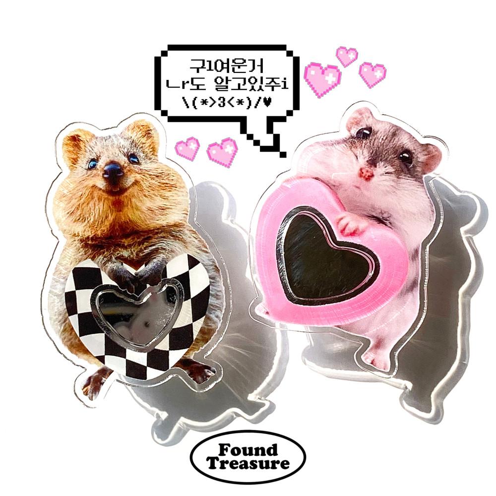 (파운드트레져) 햄찌/쿼카 거울그립톡 햄스터그립톡 쿼카그립톡 아크릴그립톡 스마트톡