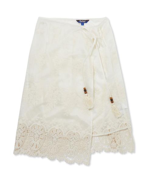 크로셰 레이어드 셔링 랩스커트 아이보리_FS7WS33F