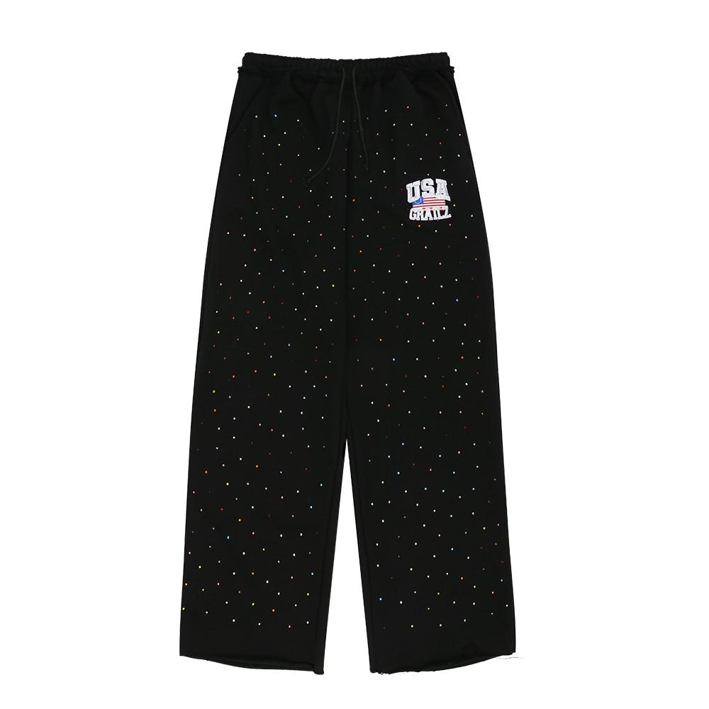 CRYSTAL BAGGY SWEAT PANTS [BLACK]