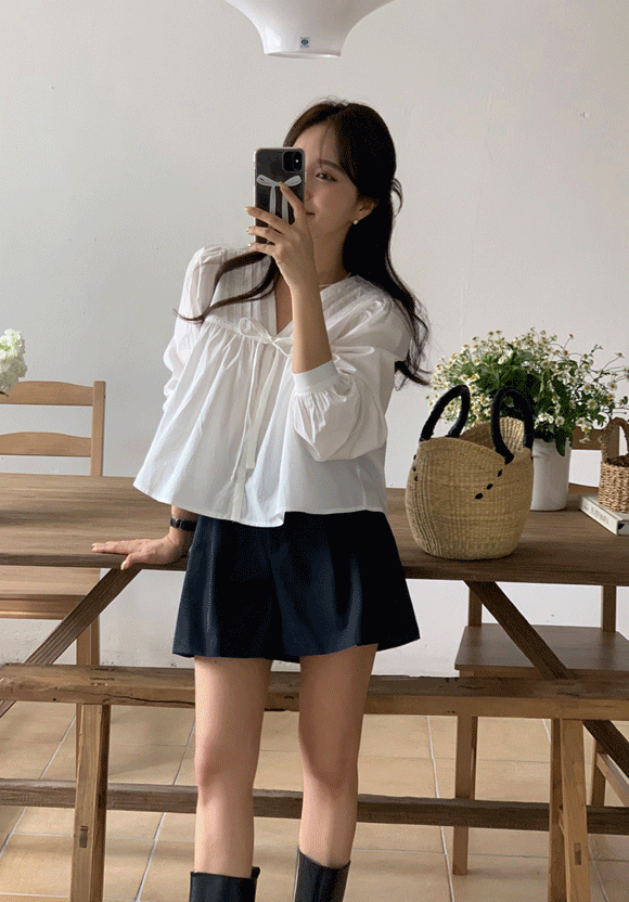 포에트 리본블라우스bl(2color)