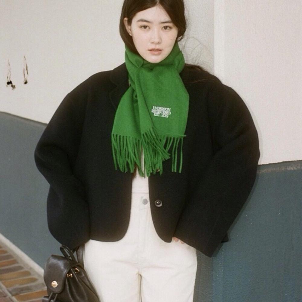[2개무배/일부당일] underson 언더슨 울 자수 머플러 울100 컬러 목도리