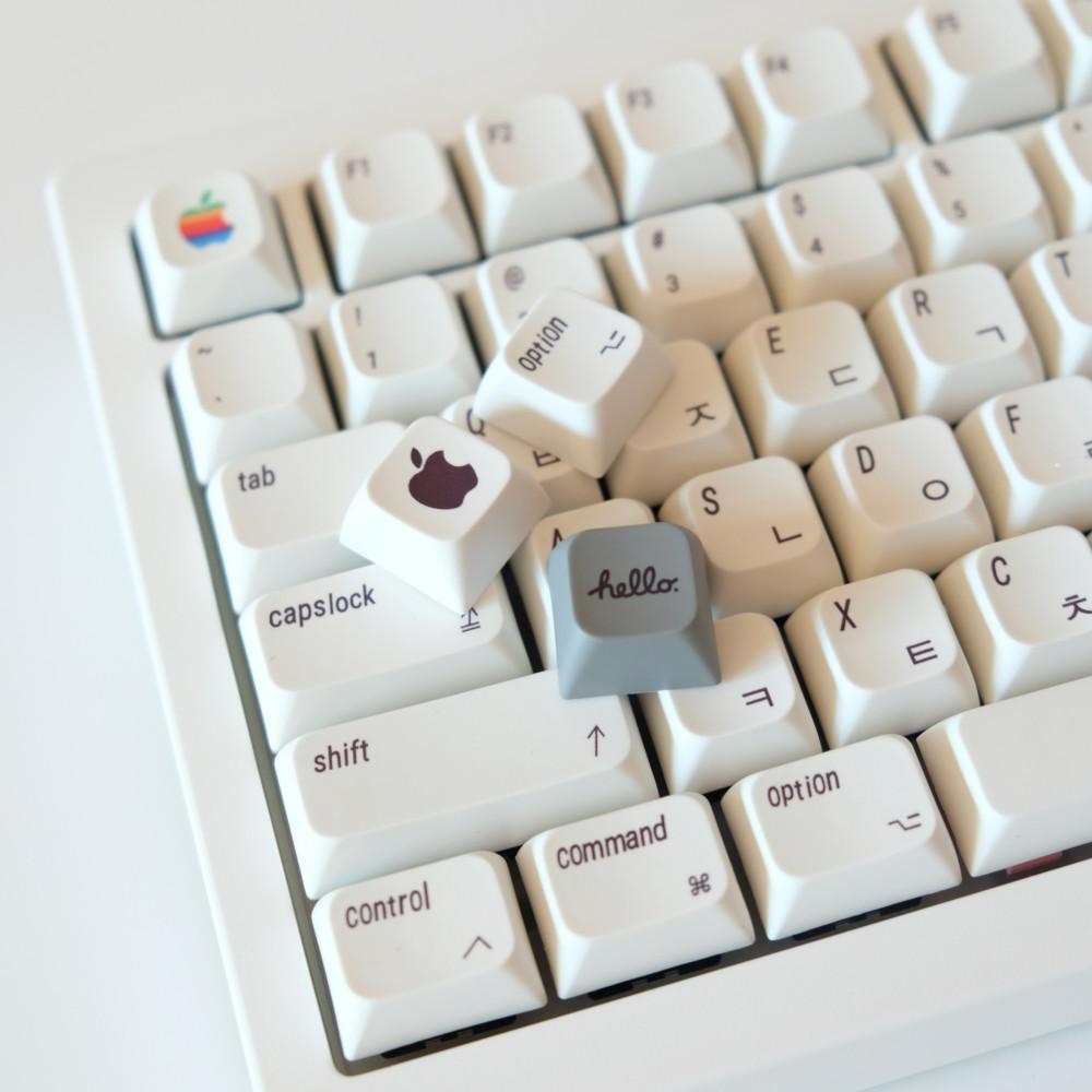 레트로 애플 키캡 한글 영문 PBT XDA 염료승화 127키 맥OS 맥용 키캡놀이 키크론