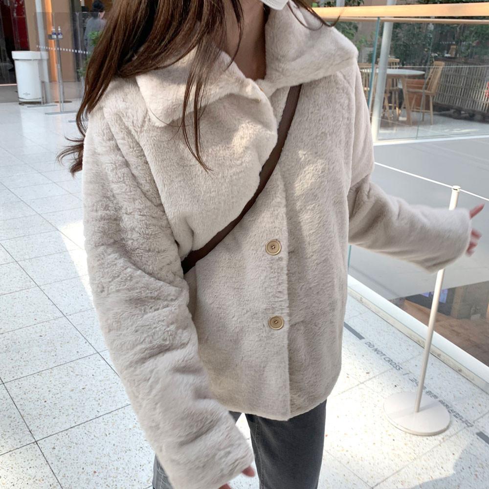 퍼 코트 두툼한 점퍼 양면 귀여운 카라 웰론 숏 패딩