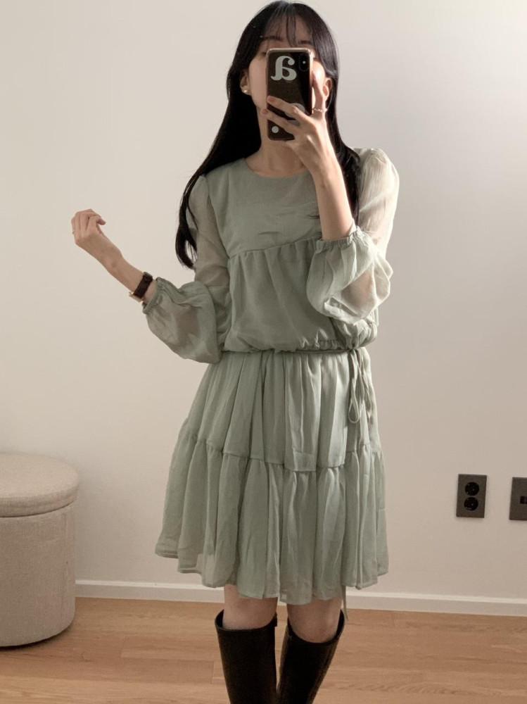 루시 키작녀원피스 캉캉 쉬폰원피스 민트