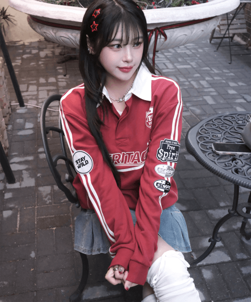 RUSH 트랙 카라 맨투맨 (JQ5TSU821RD)