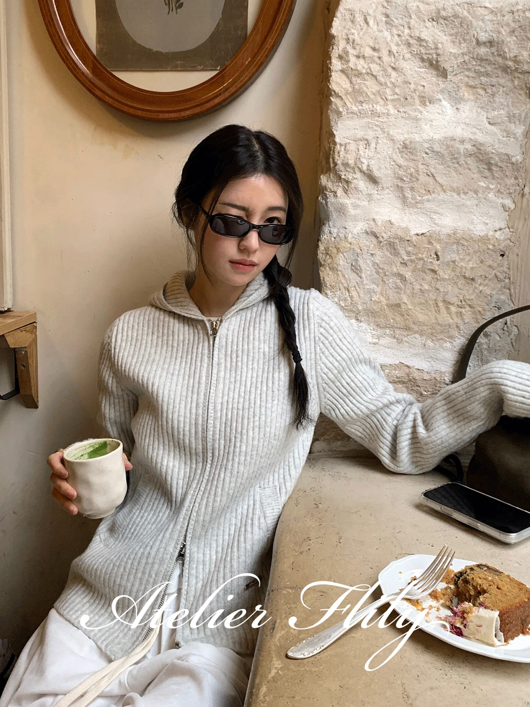 [ONLY FLILY] Tender Hood Zip-Up Knit