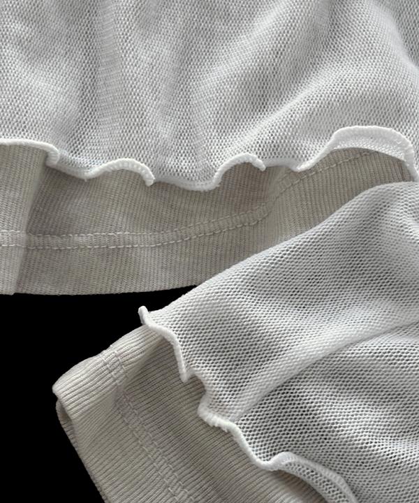 매니크 [무료배송] 하스 시스루 카라 절개 긴소매 티셔츠