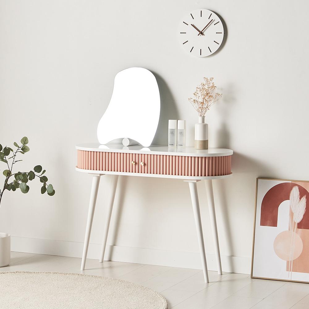 블랑 고무나무 원목 템바보드 화장대(거울 추가구성)